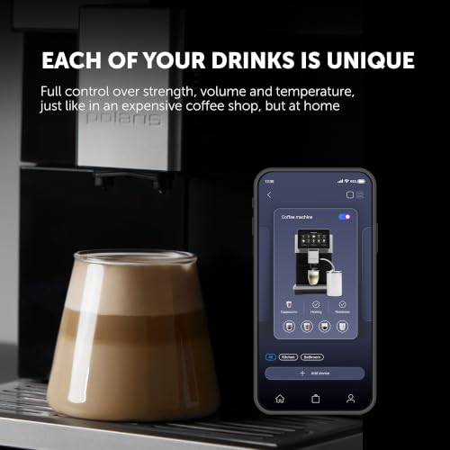Polaris PACM 2081AC Smart Hot & Cold Coffee Machine, 40 One-Touch Programs, Built-In Grinder, Wi-Fi App Control, Profi-Cream Frothing, 6 User Profiles, Coffee To Go Thermos Included