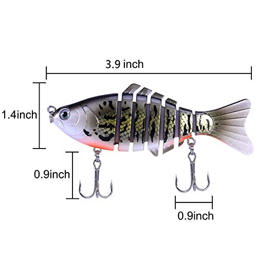 Angelköder für Barsch, 9,9 cm, 7 Segmente, mehrere Gelenke, Bass, langsam sinkend, Harter Köder, Angelausrüstungs-Kits… – Bild 6