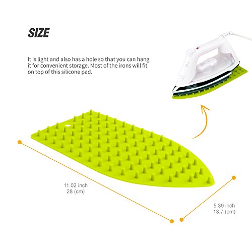 Eutuxia Silicone Rest Pad for Iron. Perfect Combination with Ironing Board and Mat. Hot, Heat Resistant and Universal Fit. Spikes Help Cool Iron Faster While Keeping You Safe. Hang for Easy Storage.
