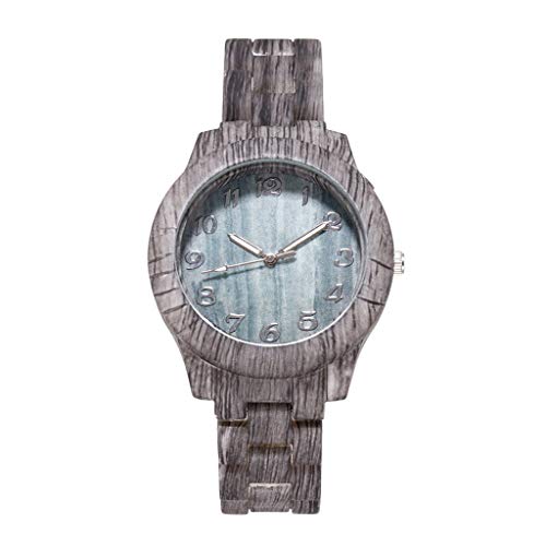 Men's Wooden Wood Watch Analog Quartz Day Date Bamboo Movement Watches with Case Luxury (D)