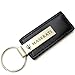 Maserati Genuine Black Leather Rectangular Silver Logo Key Chain Fob Ring
