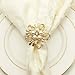 Gold Napkin Rings Set of 6 - Metal Pearl Flower Napkin Ring Holders for Wedding Party Banquet Bridal Shower, Elegant Servitte Buckles for Home Kitchen Thanksgiving Christmas Dining Table Decoration