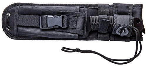 UZI UZK-FXB-002 Field Commander Fixed Knife with Straight Edge Stainless Steel Blade/Wrapped Nylon Lanyard and Wire Breaking Notch, Black