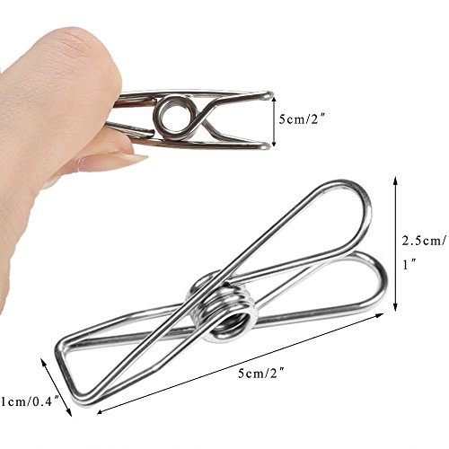 ManYee 60 Pack 2 Inch Multi-purpose Stainless Steel Clothes Pins Wire Clips Metal Clothesline Utility Clips Hooks Clothespins Fasteners for Laundry Indoor&Outdoor Clothes Drying - Thumbnail 6