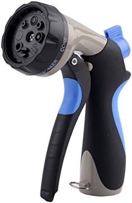 VOLFO Garden Hose Nozzle, Spray Nozzle, Metal Water Nozzle, Heavy Duty 8 Adjustable Watering Patterns, Blue, 12-month Worry-free Quality Warranty