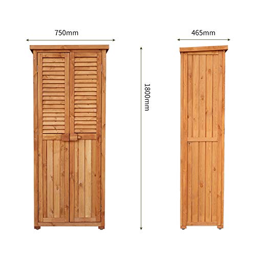 ZHOUAICHENG Gartenschrank Gartengarten Rasenschrank Antiseptisches Holz Asphaltdach Wetterbeständig Mehrschichtiger… – Bild 3