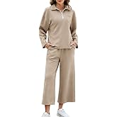 AGSEEM Lounge Sets for Women, Women's 2 Piece Outfits Long Sleeve 1/4 Zip Pullover Cropped Pants 2PC Outfit Comfy Sweatsuits