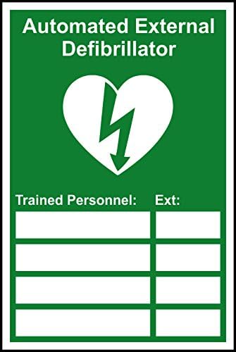 Spectrum Industrial 14648" Automated External Defibrillator Trained Personnel Self Adhesive Vinyl Sign, Multi-Colour, 200 x 300 mm