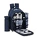 VonShef 2 Person Blue Picnic Backpack Hamper with Cooler Compartment Includes Tableware & Fleece Blanket