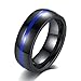 REVEMCN 8mm Black Stainless Steel Thin Line Polished Finish Wedding Band Ring for Men Women, 4 Color (Blue, 10)