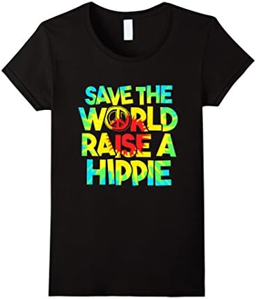 Womens Save the World Raise a Hippie T-Shirt  XL Black