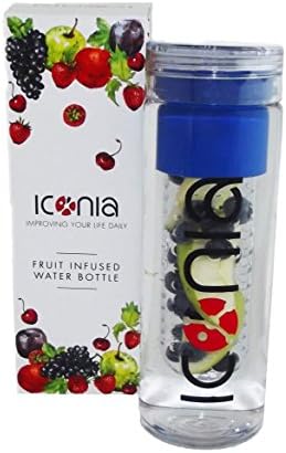 Fruit Infuser Water Bottle by Iconia Lifestyle is BPA Free Tritan for Perfect Travel Infusing &amp; Leak Proof Formulate Naturally Flavored Infusion Water Get Hydrated &amp; Healthy Now! (Ultramarine Blue)