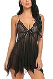 Avidlove Women Lingerie Lace Babydoll V neck Sleepwear Strap Chemise