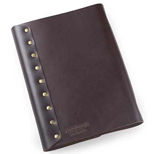 Ancicraft-Refillable-Leather-Journal-Diary-Notebook-with-Retro-Flower-Vase-Lock-6-Ring-Binder-A5-Lined-Craft-Paper-with-Gift-Box-Dark-Coffee-A5-Lined-Craft-Paper