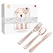 Supernal 180pcs Rose Gold Plastic Silverware Heavy Duty Plastic Forks and Spoons, Rose Gold Disposable Silverware Sets Include 60 Forks, 60 Knives and 60 Spoons Suitable for Wedding, Party, Birthday
