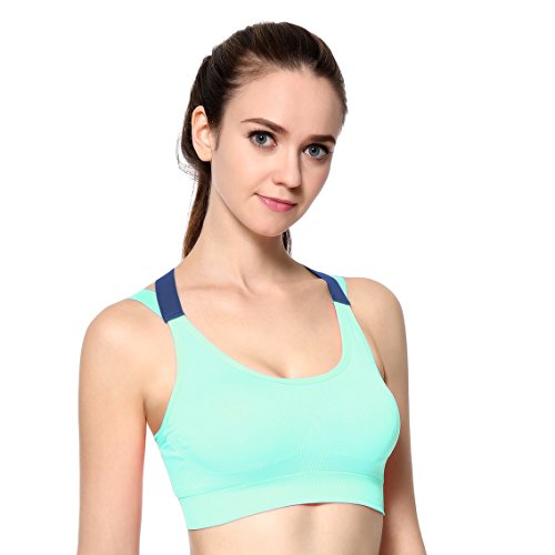BAOMOSI Racerback Sports Bras Padded Seamless High Impact Support for Yoga Gym Workout Fitness Black Grey Pink Yellow Green XL - Thumbnail 5