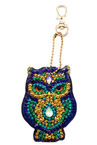 5D DIY Diamond Painting Keychain, 5 pcs Owl Shape, Mosaic Making Full Drill Special Shape Diamond Painting Kit for Bags, Smartphone Straps, 5 Pack - Thumbnail 4