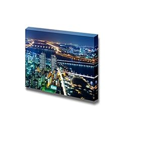 Canvas Prints Wall Art - Gleaming City Lights Under The Clear Night Sky | Modern Wall Decor/Home Decoration Stretched Gallery Canvas Wrap Giclee Print. Ready to Hang - 12" x 18"