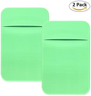Finseng 2 Packs Phone Card Holder Pouch Pocket Stick on Phone Wallet Card Sleeves with Flap for iPhone, Android &amp; All Smartphones (Mint)