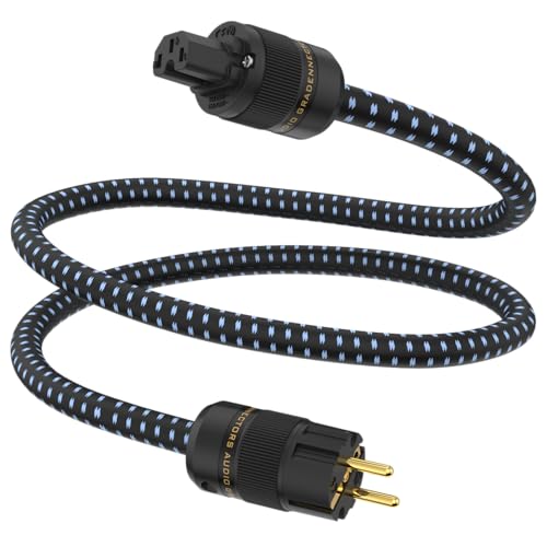 Tertullus HiFi High End Netzkabel C15 Stromkabel HiFi Audio kaltgerätekabel Mit Schukostecker & Kaltgerätestecker (P25, 2m)
