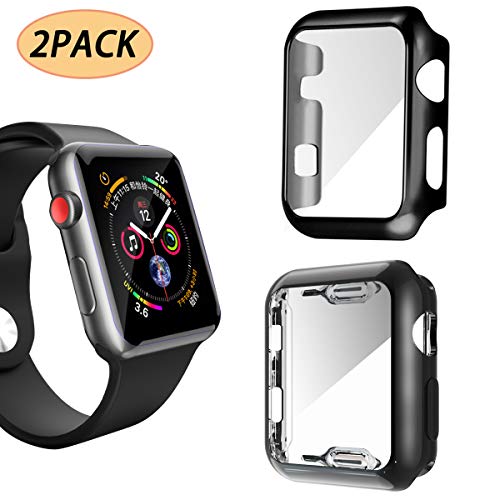 Haojavo Case for Apple Watch Series 3 42mm Screen Protector, 2 Pack iWatch PC Overall Protective Case TPU HD Clear Ultra-Thin Cover for Apple Watch Series 3 42mm Accessories