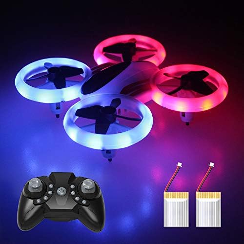Mini Drone for Kids and Adults, RC Quadcopter LED UFO 4 Channel 2.4 Ghz 6-Axis Gyro Helicopter with Altitude Hold, GPS Return Home, Long Flight Time Beginner Drone, Easy Flying Toys for Boys or Girls