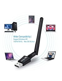 UPTOU   Adaptador USB WiFi, 600 Mbps, doble correa de 2,4 5 GHz, adaptador de red inalámbrico USB para PC, antena de 2 dBi, USB WiFi, compatible con Windows 10 8 8.1 7 Vista XP,Mac,Linux