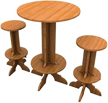 Amazon Com Bamboo Bar Set 1 High Top Table And 2 Stools