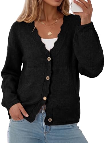 Sidefeel Women's Oversized Fall Outfit Knit Cardigan Sweaters Black XL at Amazon