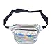 CHAOM Women Laser Waist Bag Waterproof Shiny Neon Fanny Bag Bum Bag Beach Purse (Silver)
