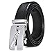 Men's Smooth Leather Buckle Belt 35mm Leather up to 42inch (105-115cm for Choose) 110cm Black-Silver