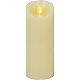 Luminara Scalloped Edge Flameless LED Candle - Ivory 3.5" x 8.75" - Real Wax Pillar Battery Operated Moving Flame w/Timer Uns