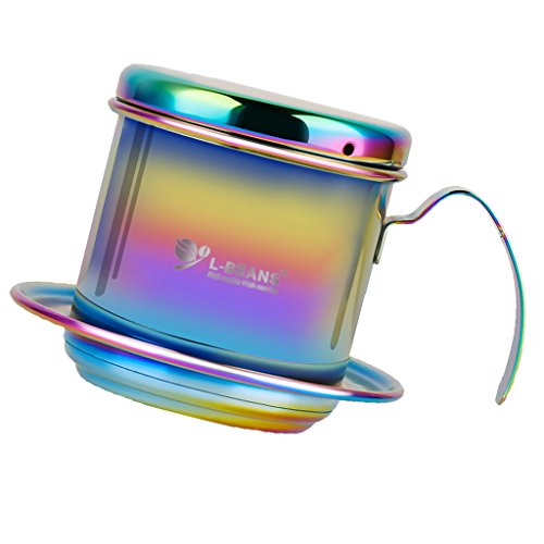 Click Here to See More Images Jili Online 1 piece Stainless Steel Vietnamese Coffee Pour Over Dripper Maker Filter Percolator Colorful & Black - Colorful