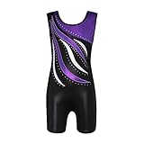 Gsha Girls Gymnastic Leotard Unitards Shiny Stripes Metallic Athletic Ballet Dance Outfit 5-12Y