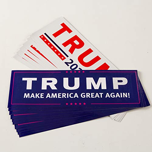 Homtable 2 Pack Trump 2020 Flags, Keep America Great Flag 3 X 5 Feet with Grommets and 20 Pieces Car Bumper Stickers Supporting Re-Elect Donald Trump