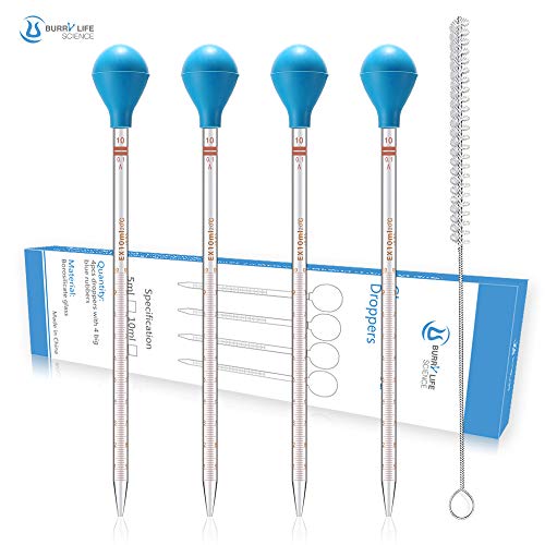 10ML Glass Graduated Droppers Pipettes Dropping Pipettes Fluid And Liquid Pipettors with Big Rubber Caps 4 Pcs - Thumbnail 7