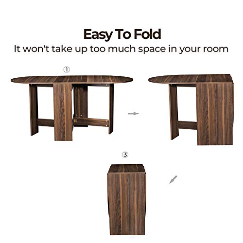 Tiptiper Folding Dining Table, Extendable Dinner Table with Wood Grain