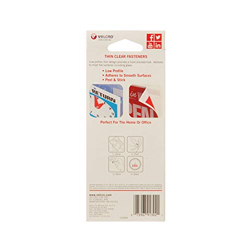 VELCRO Brand - Thin Clear Fasteners | Perfect for Home or Office | 5/8in Coins | Pack of 75