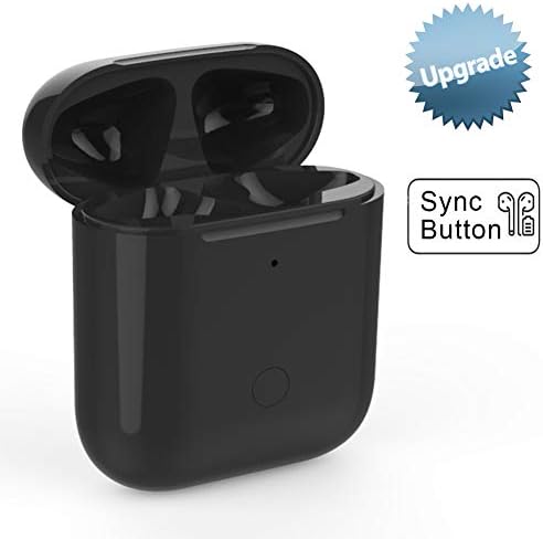 Sync Button Wireless Charging Case Compatible with AirPods 1&2 Replacement with Bluetooth Pairing (Air Pods not Included), AirPod Earbuds Protective Substitute Cover (Black)