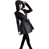 Fancy Dress Store Women's Hooded Coat Trench Outerwear Dress with Belt