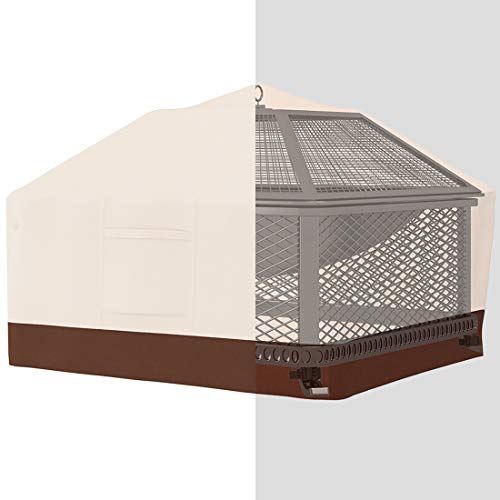 Tuyeho Patio Square Fire Pit Cover 36 x 36 x 22 inch, 600D Heavy Duty