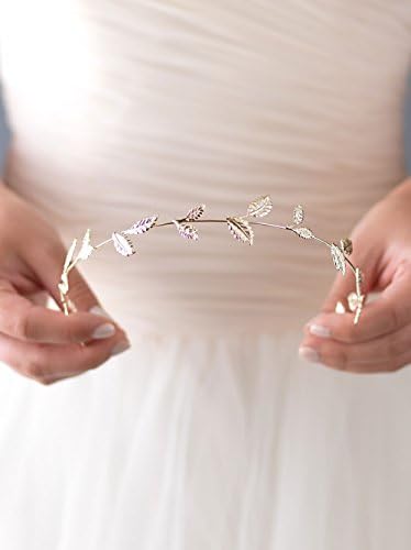 USABride Delicate Gold-Plated Floral Vine Leaf Headband Wedding Bridesmaid Hairpiece 3285-G