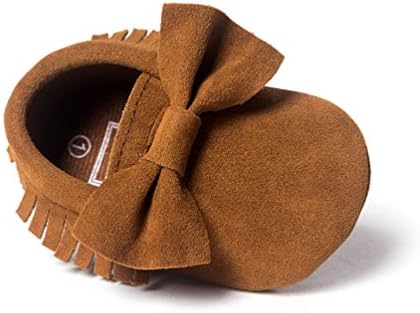 Baby Boys Girls Moccasins, Infant Premium Tassels Soft Sole Crib Shoes Prewalker Anti-Slip Toddler Shoe (6-12 Months, Dark Brown)