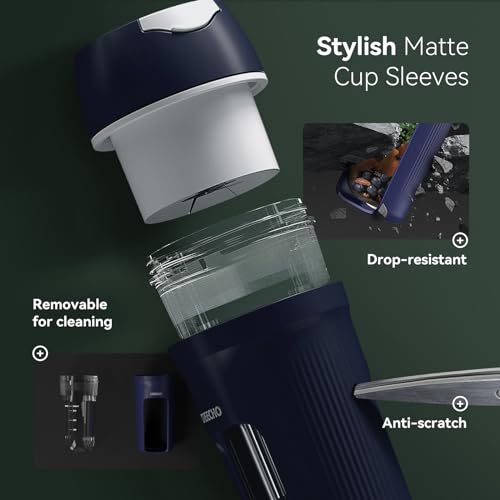 GREECHO Portable Blender, Onehanded Drinking Mini Blender for Shakes and Smoothies, 12 oz