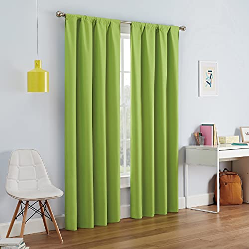 Eclipse Kendall Modern Blackout Thermal Rod Pocket Window Curtain for Bedroom or Living Room (1 Panel), 42 X 84, Lime