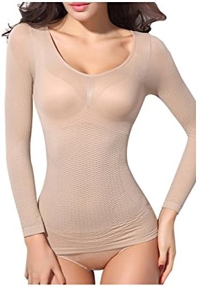 DaiVely Women's Magic Long Sleeve Shapewear Tops Beige