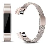 Konikit Metal Bands Compatible for Fitbit Alta,Fitbit Alta HR&Fitbit Alta Ace Milanese Loop Stainless Steel Replacement Accessories Wristband Small Large Women Men Silver Black Gold Colorful Champagne