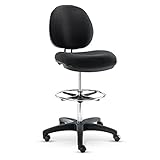 Alera ALEIN4616 Interval Series Swivel Task Stool, PVC-Free Faux Leather, Black