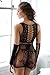Killer Legs Fishnet Bodystocking Criss Cross Detail Mini Dress with Fingerless Glove Sleeves, 818JT159