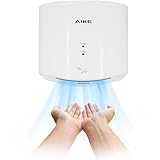 AIKE AK2630S Compact Automatic High Speed Hand Dryer Commercial and Household,ABS Cover 1400W(White)